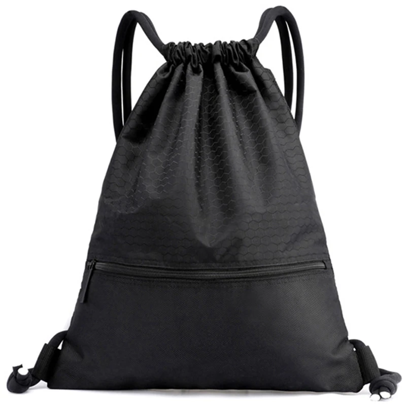 Открытый для женщин мужчин нейлон черный сверхлегкий рюкзак футбол баскетбол мешок шнурок Охота Пешие прогулки тренажерный зал спортивные сумки(маленький