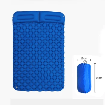 

Double Inflatable Cushion Camping Backpacking Attached Pillow Lycra Inflatable Air Camping Mat Comfortable Camping Sleeping Pad