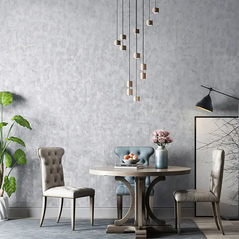 Retro Nostalgico Color Solido Liso Papel De Pared Plata Gris Papel