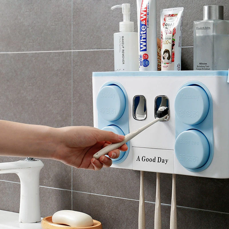 Multifunction Bathroom Accessories Automatic Toothpaste Dispenser With Suction Cup Toothbrush Holder Wall Toothpaste Squeeze
