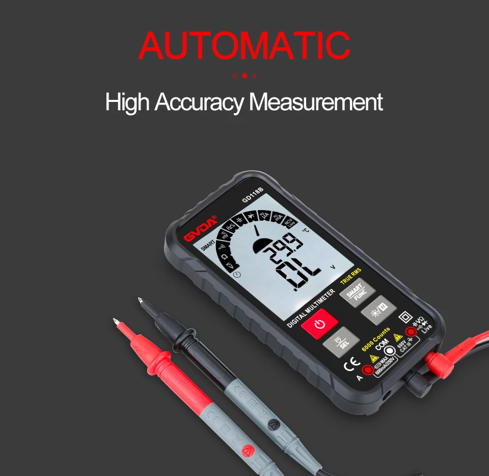 self centering tape measure Digital Multimeter Voltage Tester True RMS Capacitor 6000 Counts Transistor Meter AC DC Hz Ohm Tester NCV Universal Multimetro carpenter tape