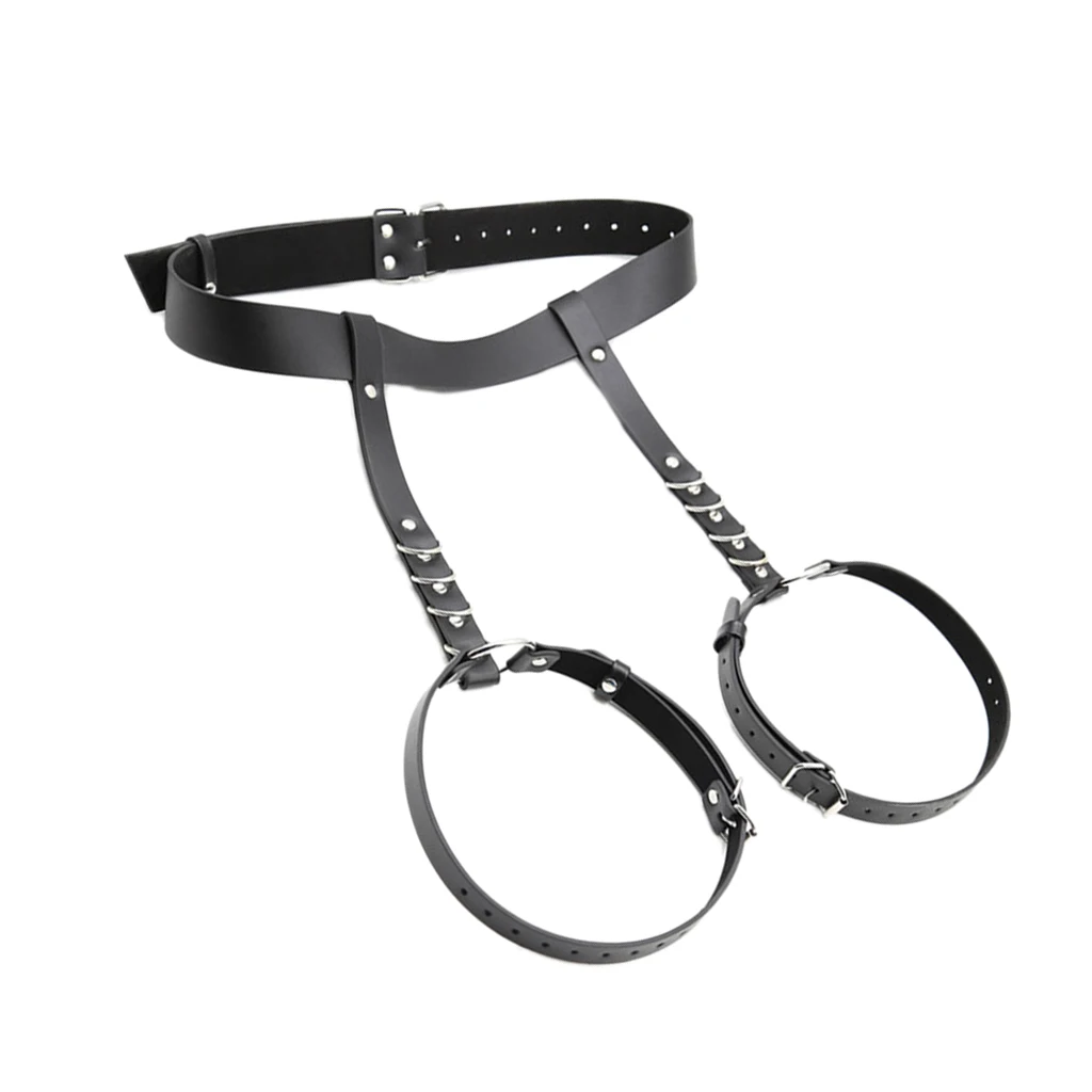 Women Gothic Steampun PU Leather Harness Garter Belt Waist Cincher Thigh Ring