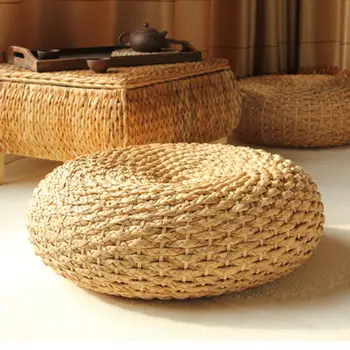 

Hot Sale Farmhouse Style Rustic Round Rattan Tea Ceremony Straw Cushion Tatami Cushion Handmade Yoga Practice Meditation