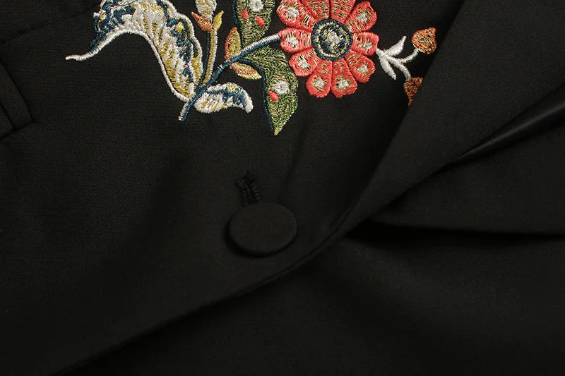 Новая модная повседневная куртка с вырезами длинный рукав блейзеры карманы элегантный темперамент письмо цветы вышитые женский костюм