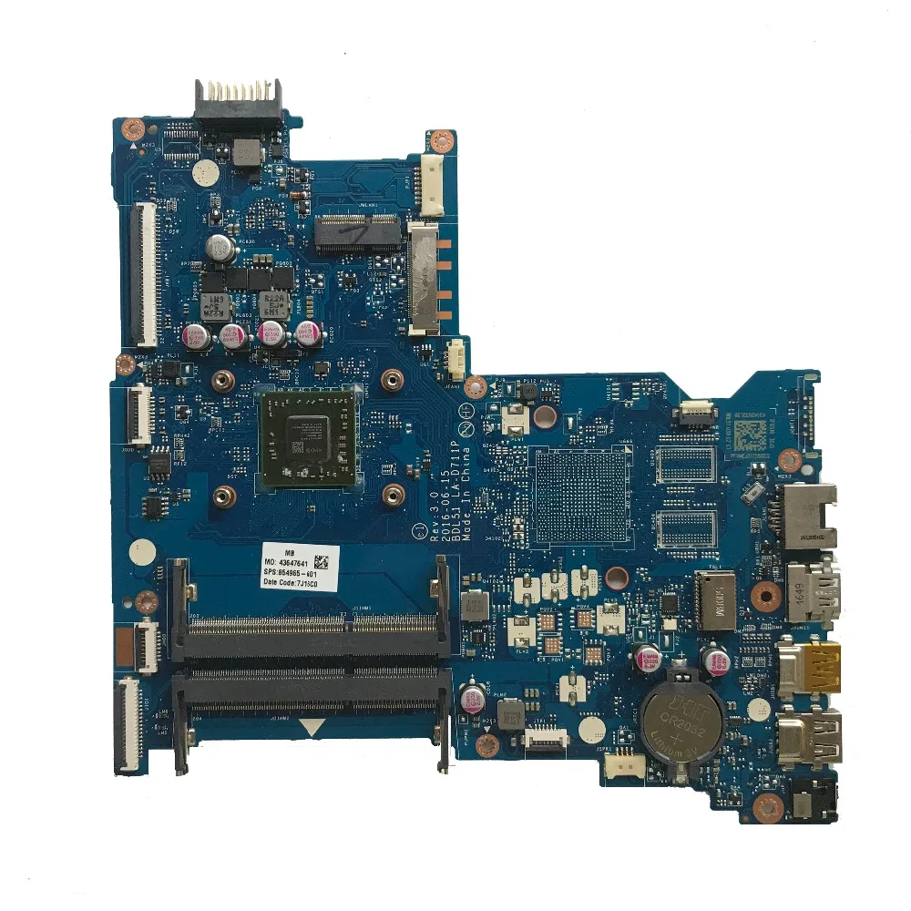 

Excellent 854965-601 For HP 15-BA Laptop Motherboard With A6-7310 CPU DDR3 BDL51 LA-D711P REV:3.0 100% working