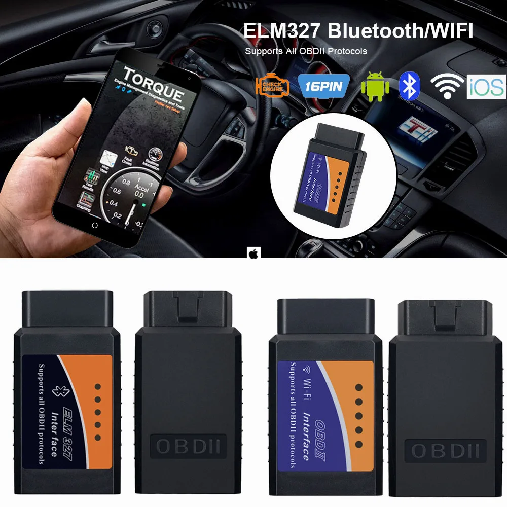 Obd2 Szkenner Elm327 V1.5 Wifi Obd 2 Autóérzékelő Bluetooth Elm 327 Wi-Fi 1.5 Ios Android Car Diagnostic Tool Kódolvasó