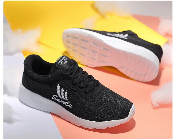 Autumn New Style Breathable Rubber Shoes Sneakers Women's Korean-style Versatile Mesh Lace-up Thick Bottomed Casual Shoes R