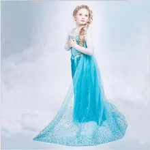 Платье Эльзы для девочек; одежда Принцессы Диснея для маленьких девочек; карнавальный костюм Эльзы; Новогоднее платье; сетчатая одежда для детей