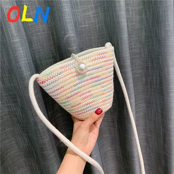 

OLN Weave Cell Phone Bucket Bags for Women 2020 Small Shoulder Handbags Female Travel Totes Lady Fashion New Hand Bag
