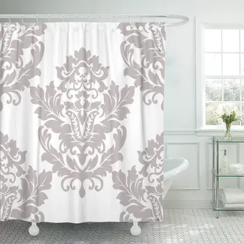 

Floral Damask Pattern Luxury Classic Royal Victorian Vintage Shower Curtain Waterproof Polyester Fabric 72 x 78 Inches Set