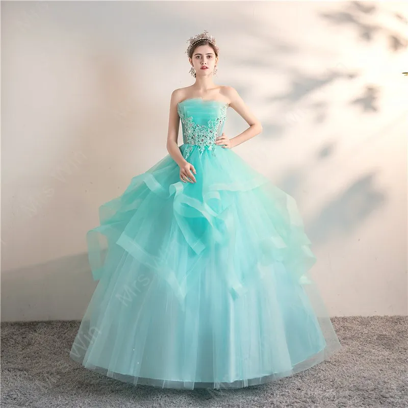 Ice Blue Quinceanera Dresses Party Prom Elegant Strapless Ball Gown 6 Colors Formal Homecoming Dress Customized party dress quinceanera dresses