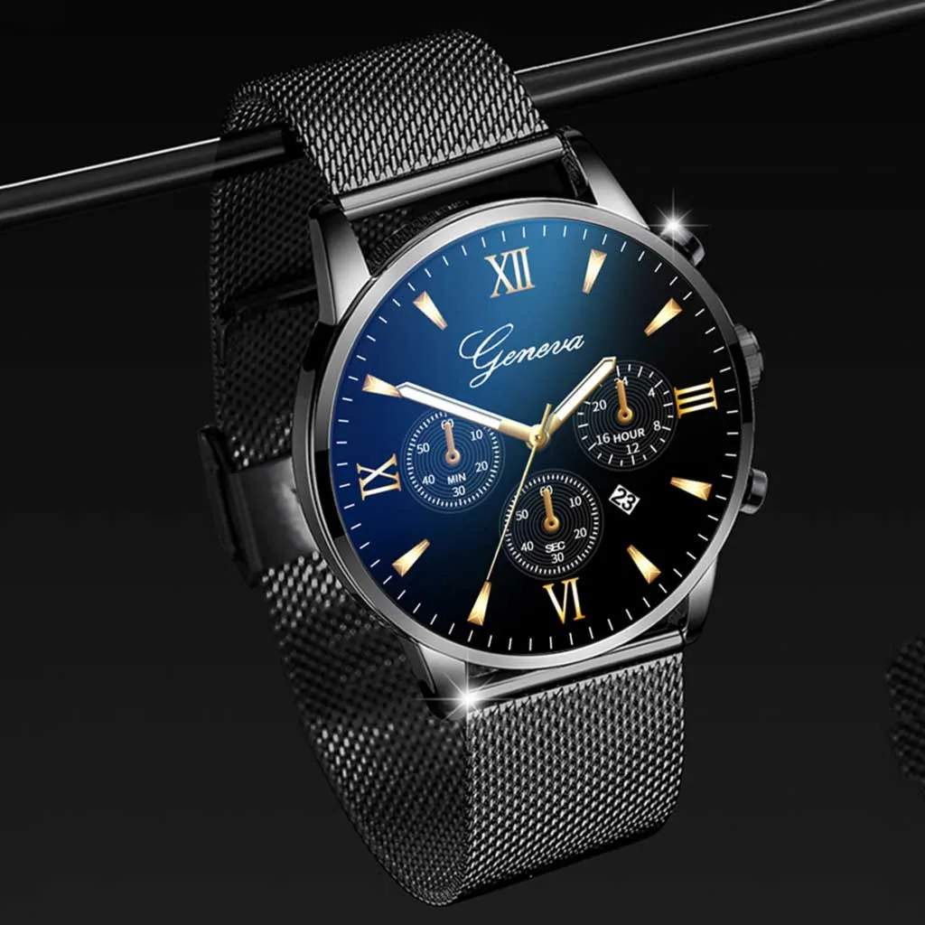 

New hot men's mesh belt watch high-grade casual quartz watch stainless steel dial casual bracelet watch holiday gift relogio 50*