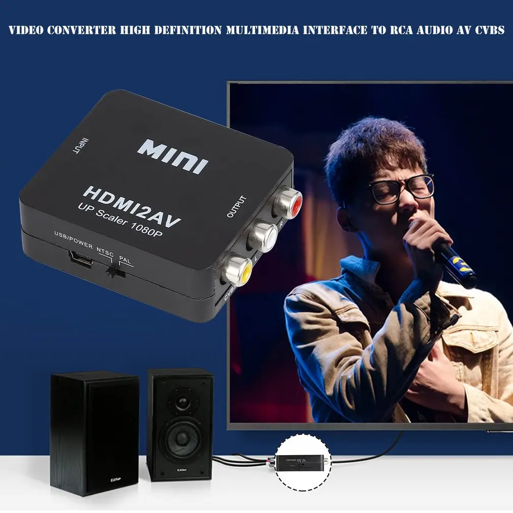 Цифровой hdmi-rca композитный видео аудио AV CVBS адаптер конвертер 720 p/1080 p мини HDMI аудио-видео преобразователи