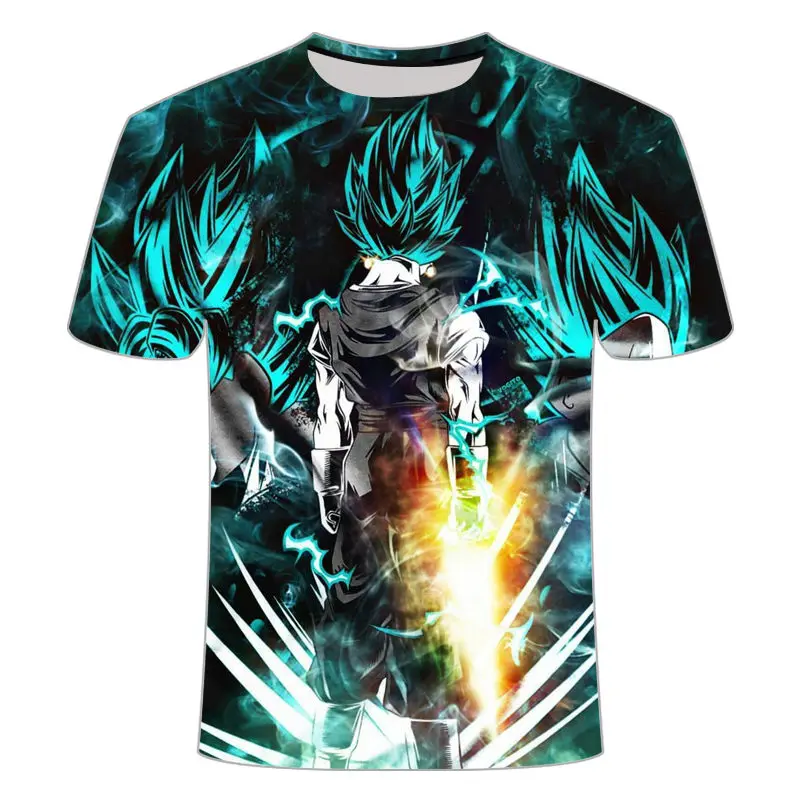 Летняя мужская футболка с 3D Цифровым принтом Супер Saiyan Dragon Ball Z Goku Повседневная