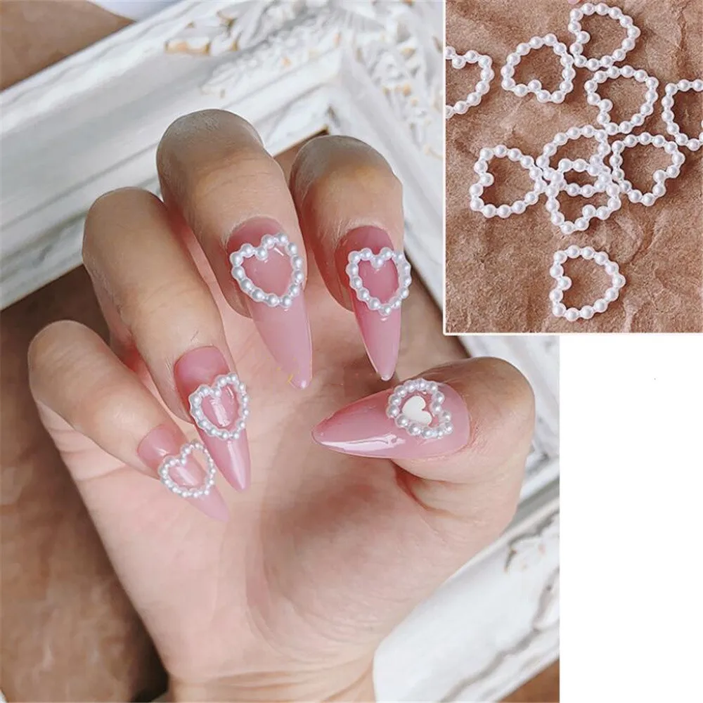 White Flower Nail Charms - Kawaii Acrylic Nails Art Manicure Decorations  100pcs