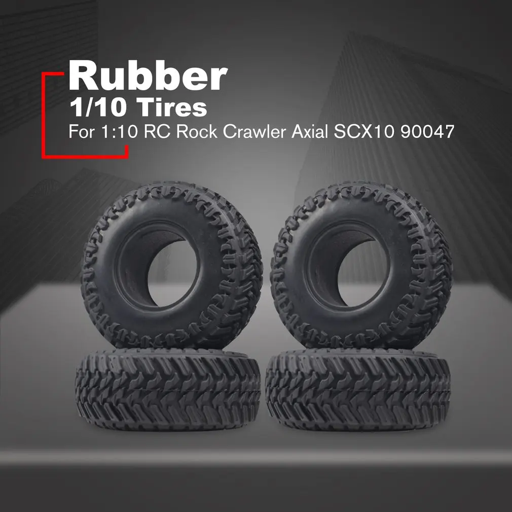 4Pcs 107mm 1.9" Rubber Rocks Tire with Foam for 1:10 RC Rock Crawler Axial SCX10 90047 D90 D110 TF2 TRX-4 S273