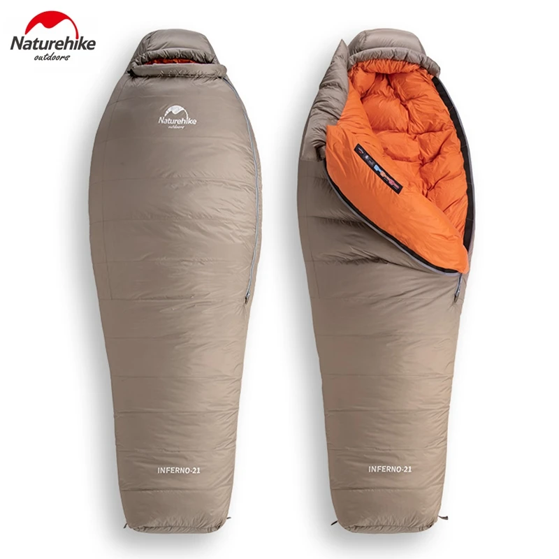 Naturehike белый гусиный пух спальный мешок Мумия 750FP для взрослых ветрозащитный