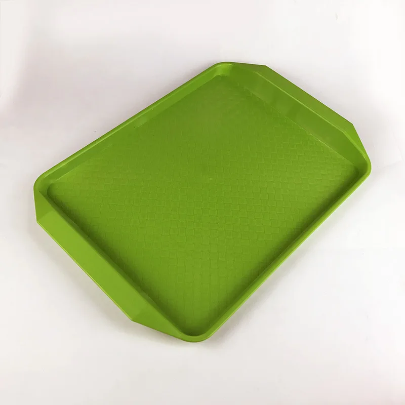 Квадратная форма сплошной цвет Китайский усиленный утолщенный PP пластиковый лоток быстрого питания кухонный обеденный лоток ресторан, обслуживающий поднос - Цвет: Зеленый