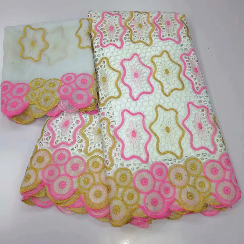 Розовая африканская кружевная ткань, швейцарская вуаль, кружево в швейцарском стиле, высокое качество, нигерийские кружевные ткани, Геле, головной убор для женщин, 7yard