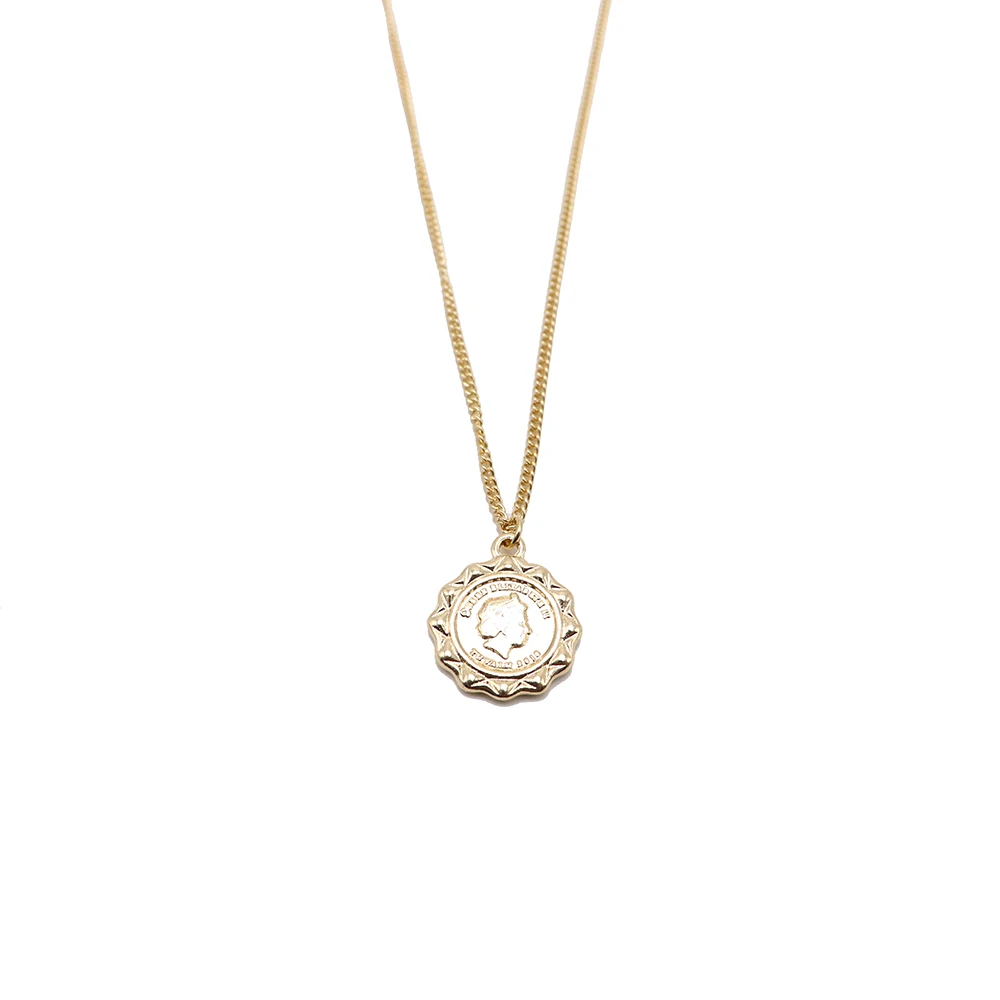 HF JEL, винтажное ожерелье с резной монетой для женщин, модное Золотое серебряное ожерелье с медальоном, Трендовое длинное ожерелье с подвеской, ювелирные изделия в стиле бохо - Окраска металла: 3-gold