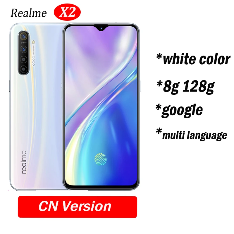 8g 128g white Realme X2 X 2 Мобильный телефон Snapdragon 730G 64MP камера 6,4 ''полный экран NFC OPPO мобильный телефон VOOC 30W быстрое зарядное устройство - Цвет: 8g 128g white