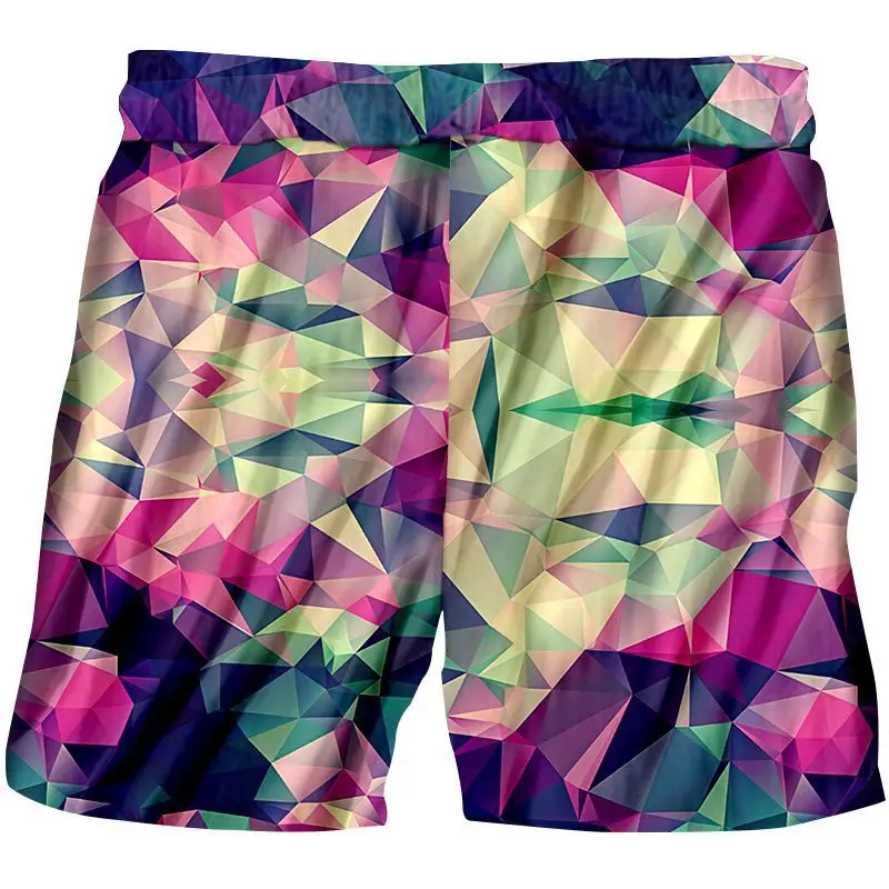 Colorful diamond 3D printing Beach Casual Shorts Unisex Fashion Summer Board shorts Couple vacation Hip Hop Shorts