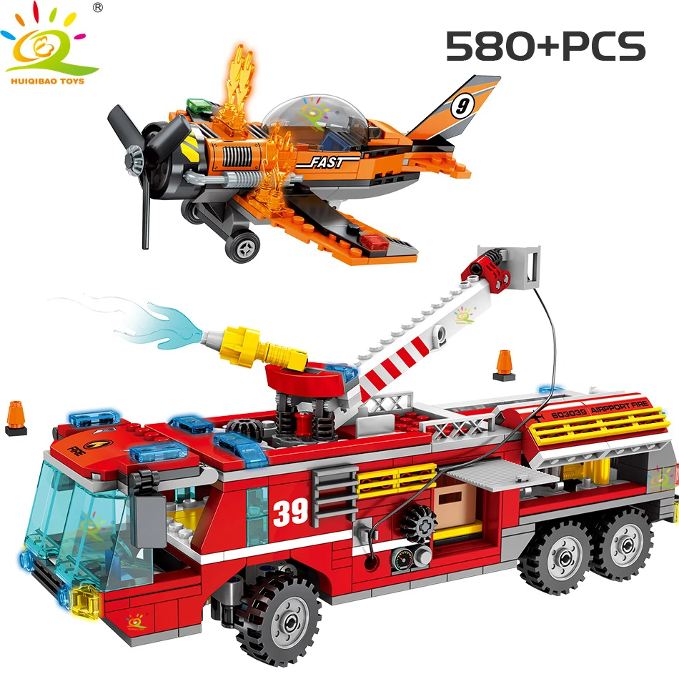 Pаспродажа Пожарная станция строительные блоки Совместимость с legoingly город грузовой вертолет лодка автомобиль пожарный кирпичи развивающие детские и...