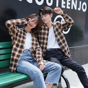 

Pure Cotton Cotton Plaid Flannel Couple Shirt Long Sleeve Casual High Quality Slim Fit Men Shirt Long Sleeve Men's Shirts