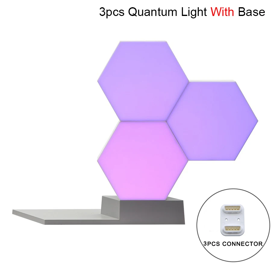 3pcs With Base Lifesmart "сделай сам" Quantum светильник s творческий в виде геометрических фигур в сборе со смарт-приложением Управление домашний светодиодный Ночной светильник, работает с Amazon Alexa смарт-лампа - Испускаемый цвет: 3pcs With Base