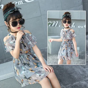 

INS hot Girls Summe Dresses 3-13 years old 2020 New Korean version Chiffon Princess Dress Cute Children's Clothing