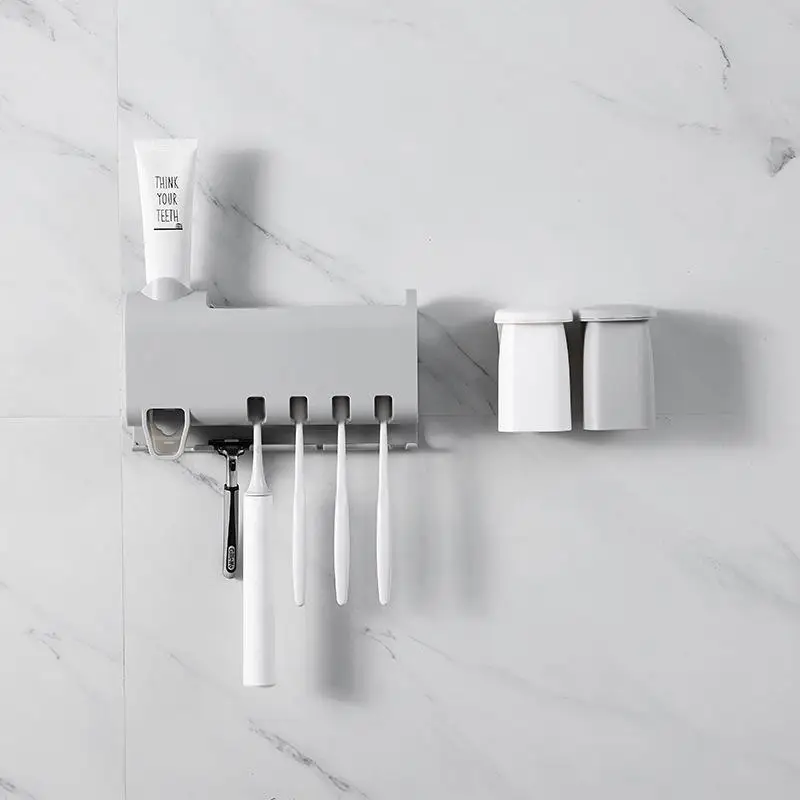 УФ стерилизатор зубных щеток настенный держатель для зубной щетки автоматический диспенсер для зубной пасты соковыжималка аксессуары для ванной комнаты Набор - Цвет: Ordinary Gray