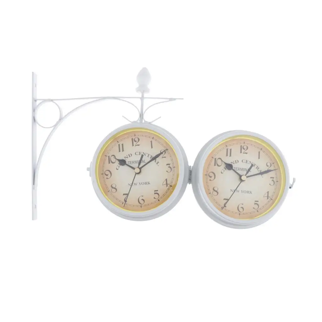 Decorative Double Faced Wall Clock 360 Degree Rotate Antique Wall Clock Retro Ornament Indoor/Outdoor