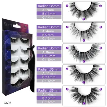 

NEW mixed 5 pairs 100% Real Mink Eyelashes 3D Natural False Eyelashes 3d Mink Lashes Soft Eyelash Extension Makeup Kit Cilios