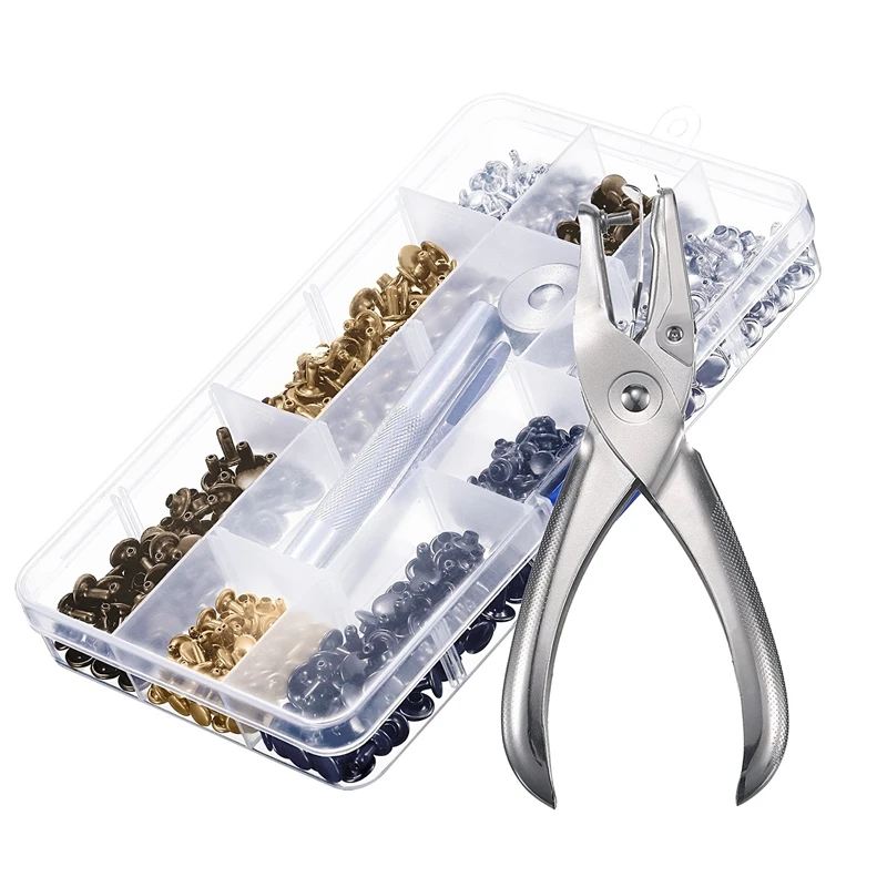 240 Set Leather Rivets Double Cap Rivet Tubular Metal Studs 2 Sizes