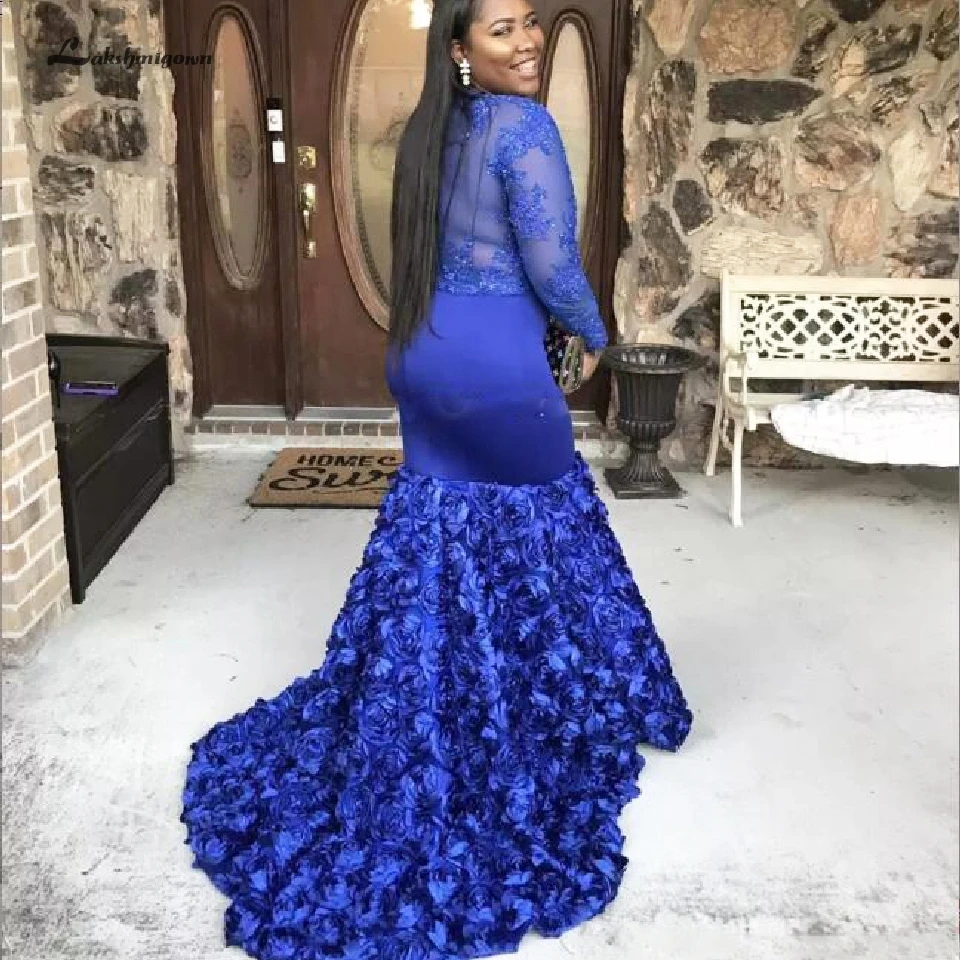 Abendkleider Dubai Plus Size Royal Blue Mermaid Party Avondjurk Sheer Lange Mouwen Sexy Vrouwen Lace Prom Dresses 2020 Abendkleider Dubai Plus Size Royal Blue Mermaid Party Avondjurk Sheer Lange Mouwen Sexy Vrouwen Lace Prom Dresses 2020