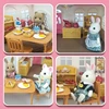 Forest Family Bedroom Furniture Set Rabbit Animal Miniature Dollhouse Beds 1:12 Furniture For Dolls Pretend Play Toys Girls Gift 6