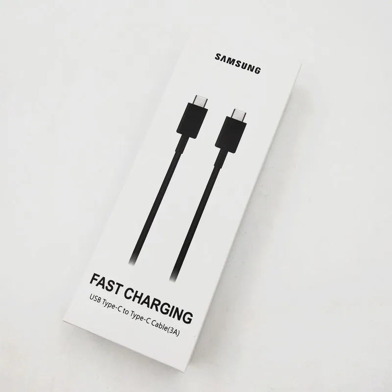 100%Original Samsung Note 10+ Dual Type C Cable Galaxy Charge cable quick fast charge USB 3.1 Type-C for A8S A9S A6S A80 A90 - Цвет: Black with box