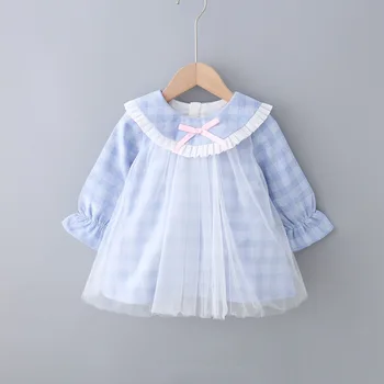 

Spring Autumn Infant Dress Cotton Long Sleeve Girl Dress Plaid Kids Dresses for Girls Birthday Party Dress Baby Girls Clothing