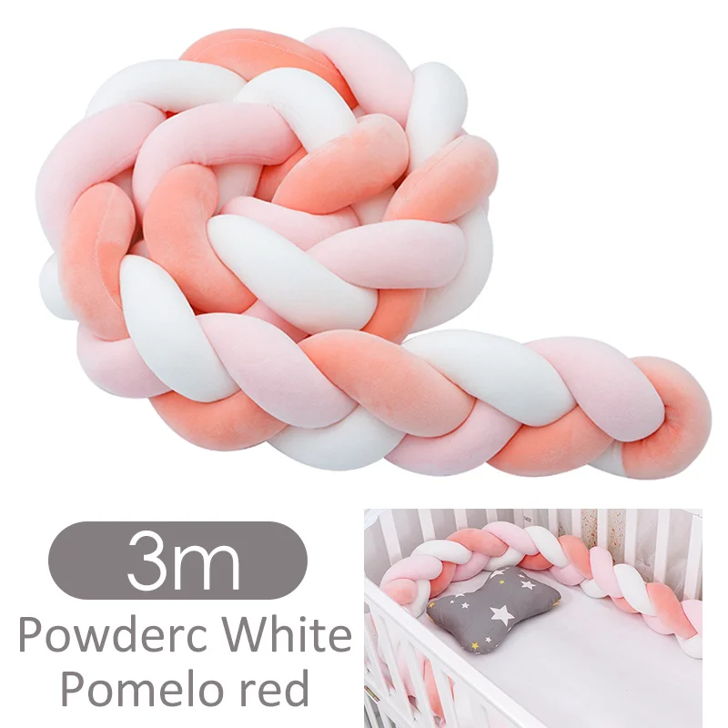 Fashionable 10-18 Plush Knot Baby Crib Bumper 1.5M/2M/3M Newborn Baby Bedding Set Children's Bed Nest Cot Protector Baby Stuff - Цвет: color 18