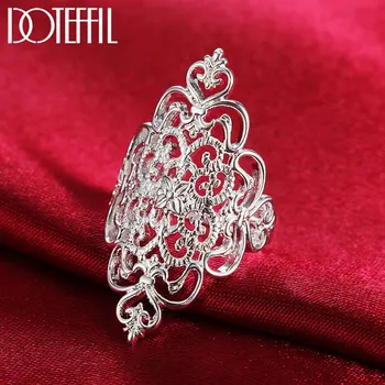 

DOTEFFIL 925 Sterling Silver Pattern Hollow Ring For Women Fashion Wedding Engagement Party Gift Charm Jewelry