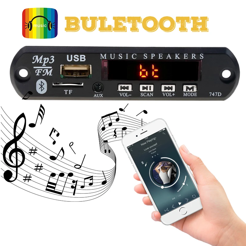 USB fm-радио DIY для динамика MP3 плеера декодер доска автомобильный комплект аксессуары 3,5 мм AUX TF WMA 5 в bluetooth-аудиоресивер