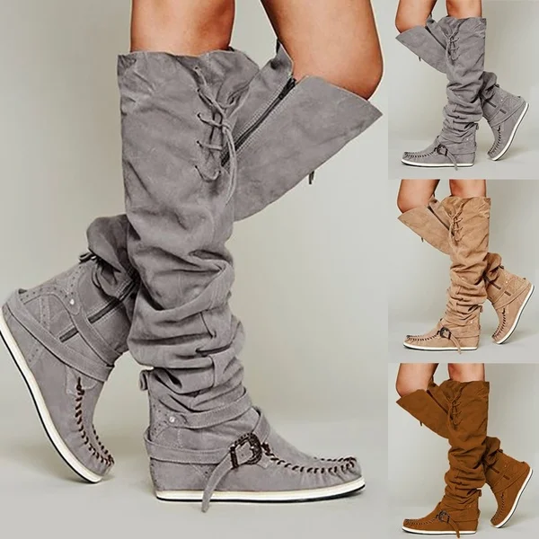 Новинка; женская прогулочная обувь из искусственной кожи в стиле ретро; кроссовки для девочек; уличная женская обувь; высокие сапоги на молнии; пикантные Botas Mujer Zapatos; большие размеры 34-43