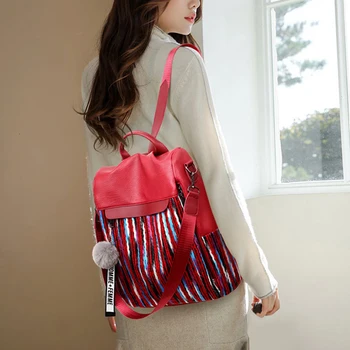 

Anti Theft Backpack Travel Rucksack Women Leather Bag Waterproof Wear Resistant Outdoor Bagpack