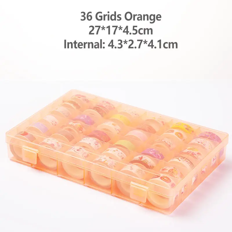 36 Grids Orange Многофункциональный Диапазон Скрапбукинг хранения для пуля журнал васи ленты съемный Скрапбукинг Органайзер коробка игрушки Прозрачный - Цвет: 36 Grids Orange