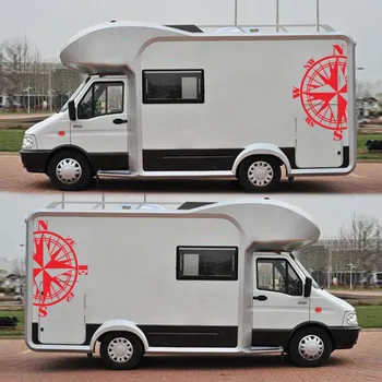 

New Arrival High Quality 2 PCS Car Stickers Compass Side Auto Body Vinyl Decals For RV Camper Car Caravan