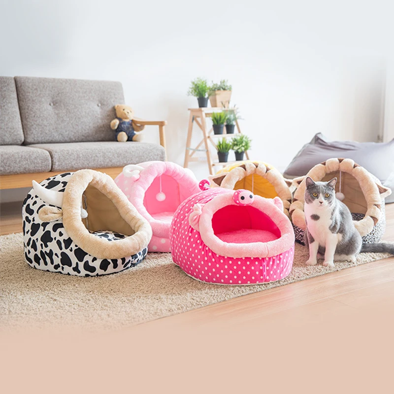 

Winter style Plush pet bed Cat Sleeping Bed Kitten House bed mat Cat Kennel Full-size warm Luxury pet sofa Hand Mechanical wash