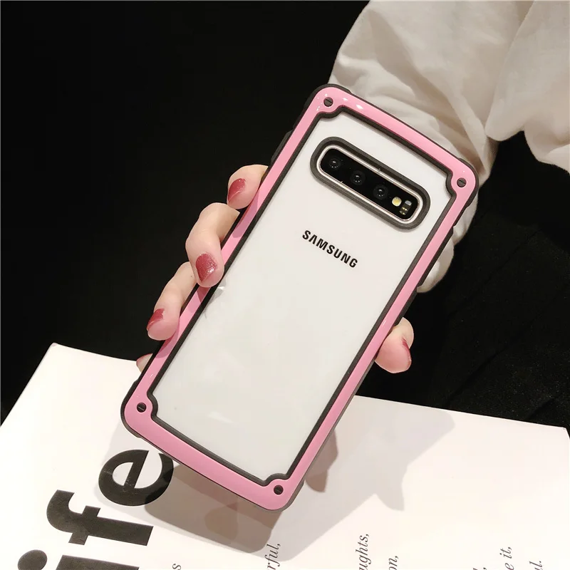 

Military Tough Armor Phone Case for Samsung S10 S9 S8 Plus Candy Solid Color Soft Cover for galaxy Note 8 9 10 s10e a50 a70 Case
