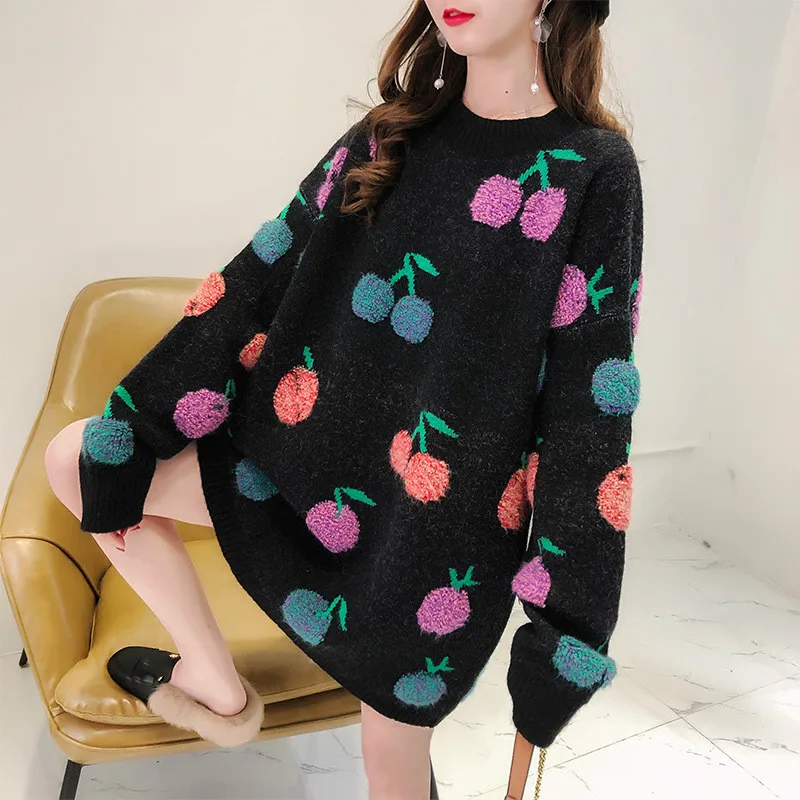 2020 Autumn Womens Long Sweater Half-Turtleneck Knitted Pullover Thicken Elegant Beading Fur Sleeve Jumper Sueter Mujer Invierno