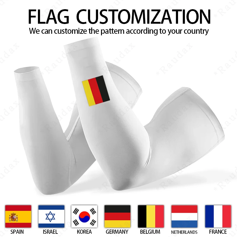 Customizable Spanish Flag Leg Warmers White UV Protection Summer Cycling Breathable Bicycle Running Racing MTB Bike Leg Sleeve