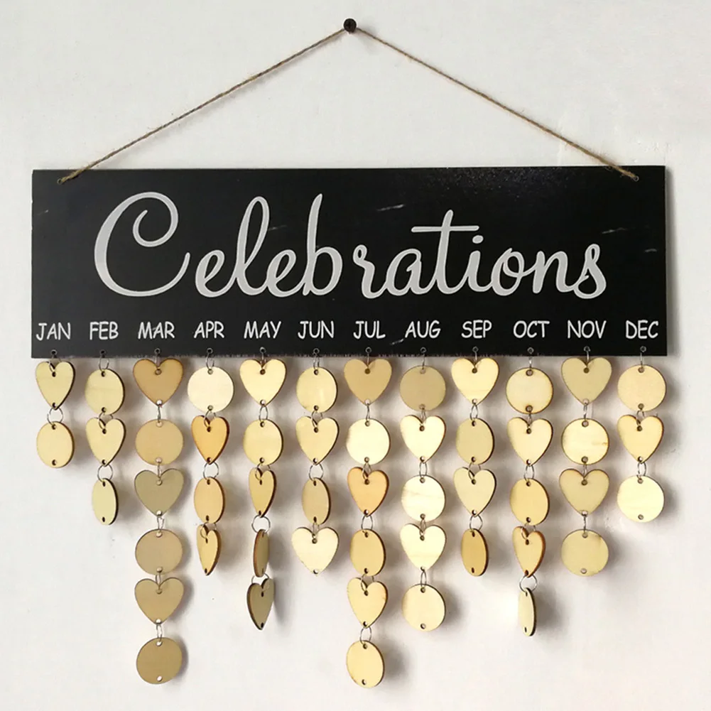 Hot Selling Wood Wall Hanging Calendar Birthday Celebrations DIY Reminder for Home Decoration LBV - Цвет: Многоцветный